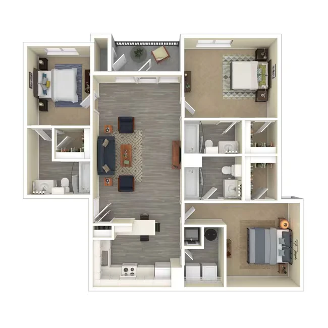Three Bedroom 1126 floor plan